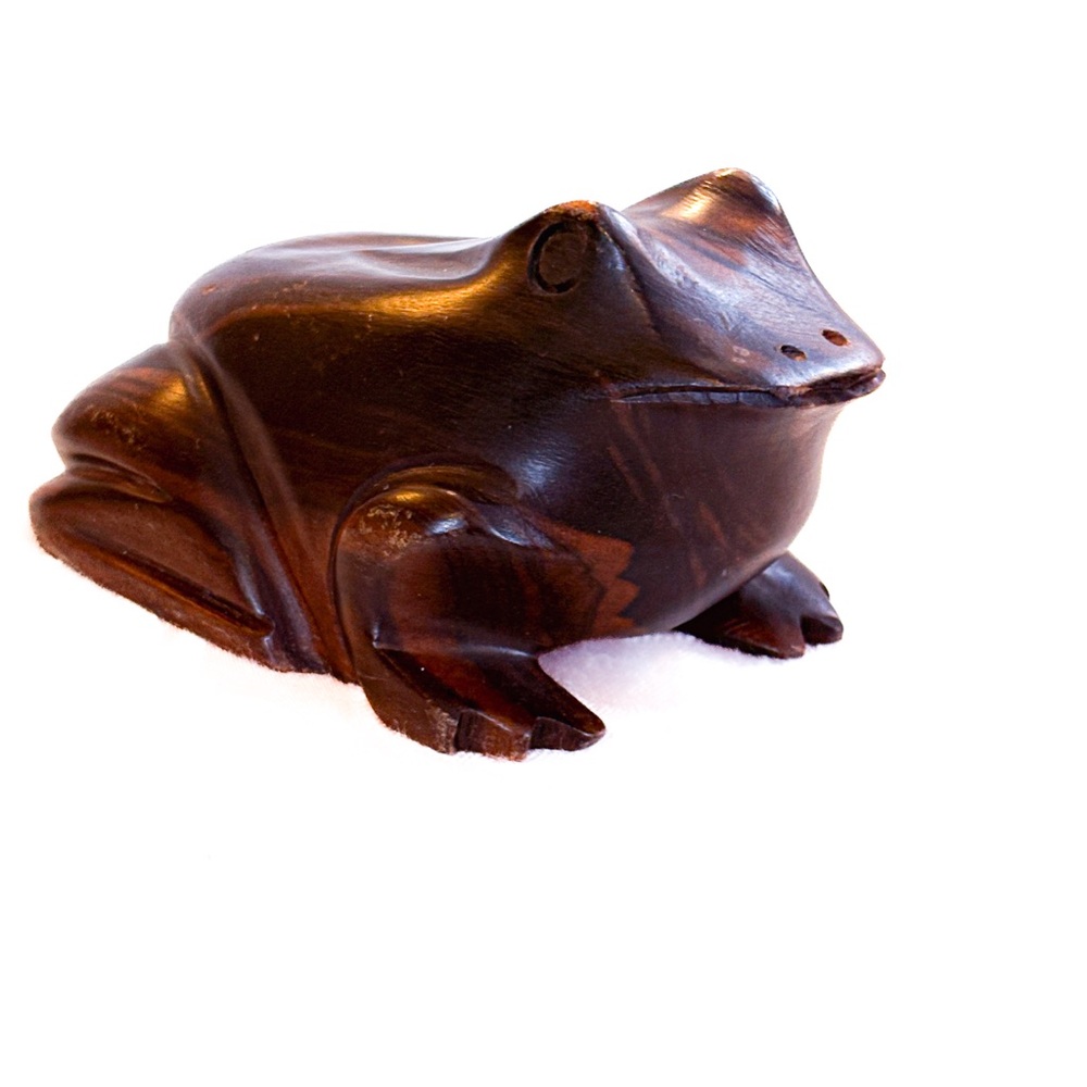 Vintage Hand Carved Wood Frog Figurine